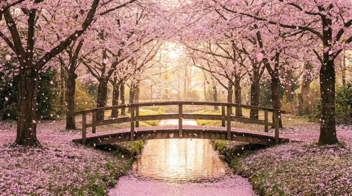 樱花桥畔 - 摩尔庄园钓鱼技巧 唯美风景